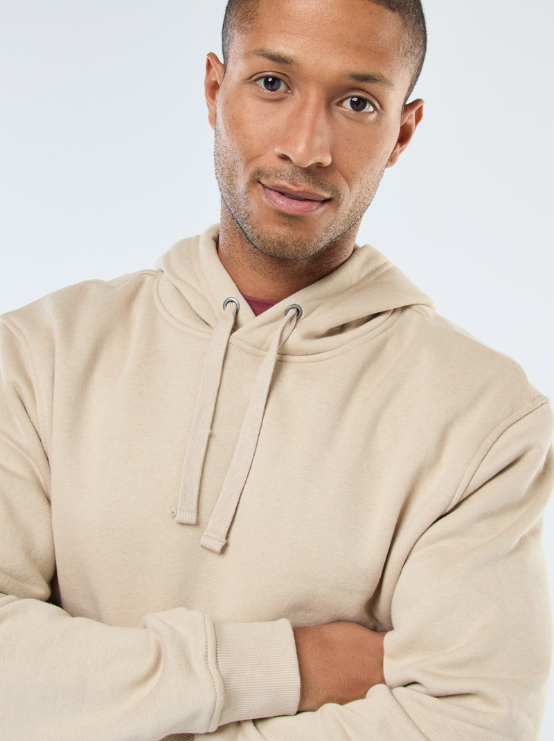 Sweat à capuche en molleton gratté avec poche kangourou Beige - Kiabi