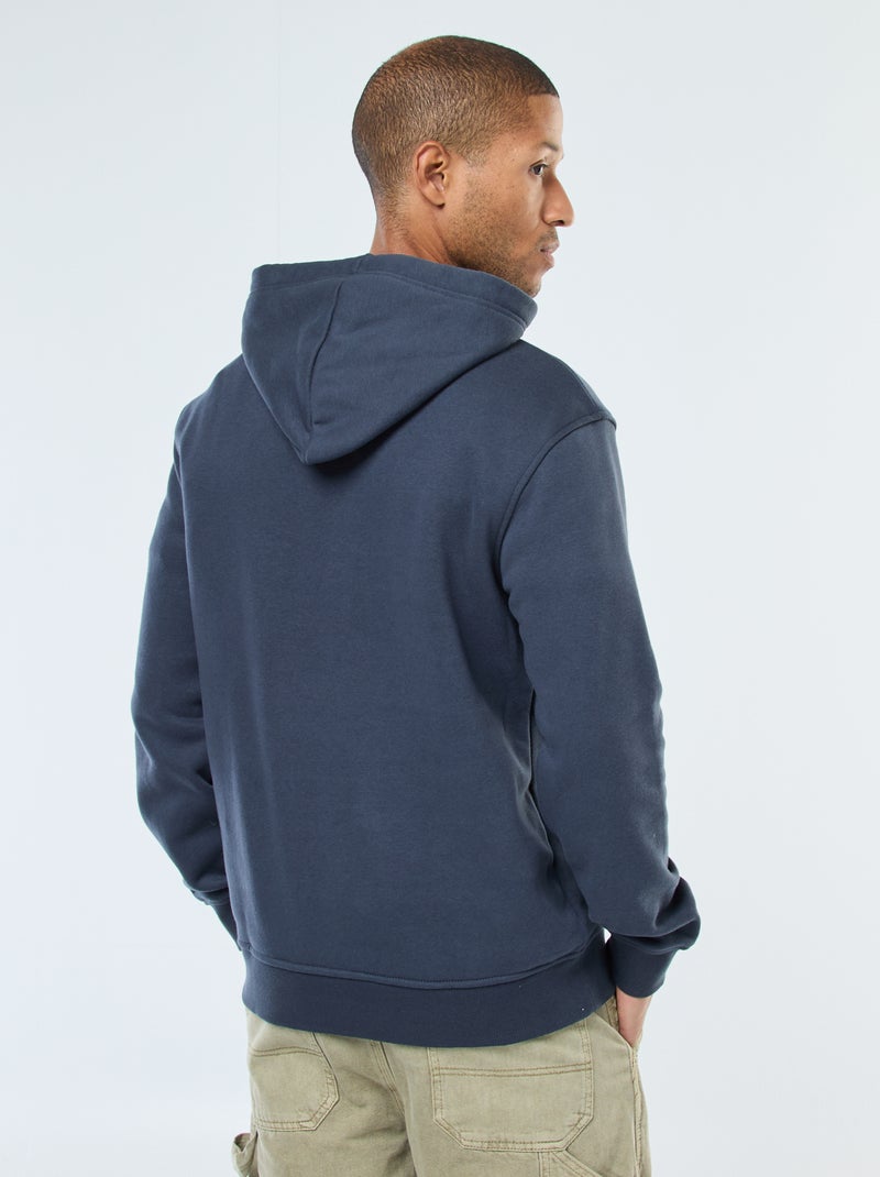 Sweat à capuche en molleton gratté avec poche kangourou Bleu - Kiabi