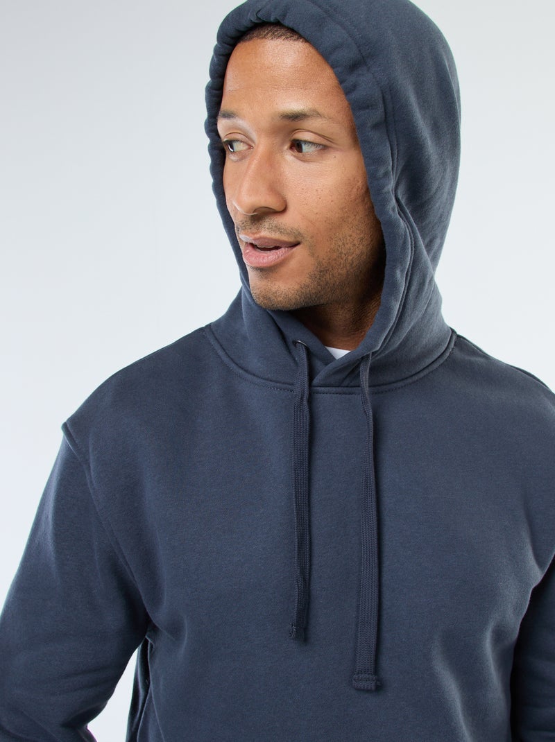Sweat à capuche en molleton gratté avec poche kangourou Bleu - Kiabi