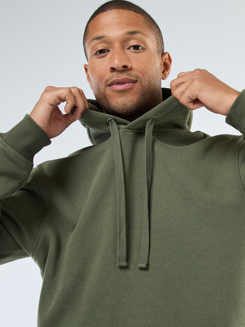 Sweat à capuche en molleton gratté avec poche kangourou Vert - Kiabi