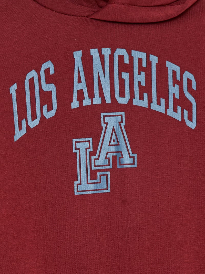 Sweat à capuche en molleton gratté Rouge - Kiabi