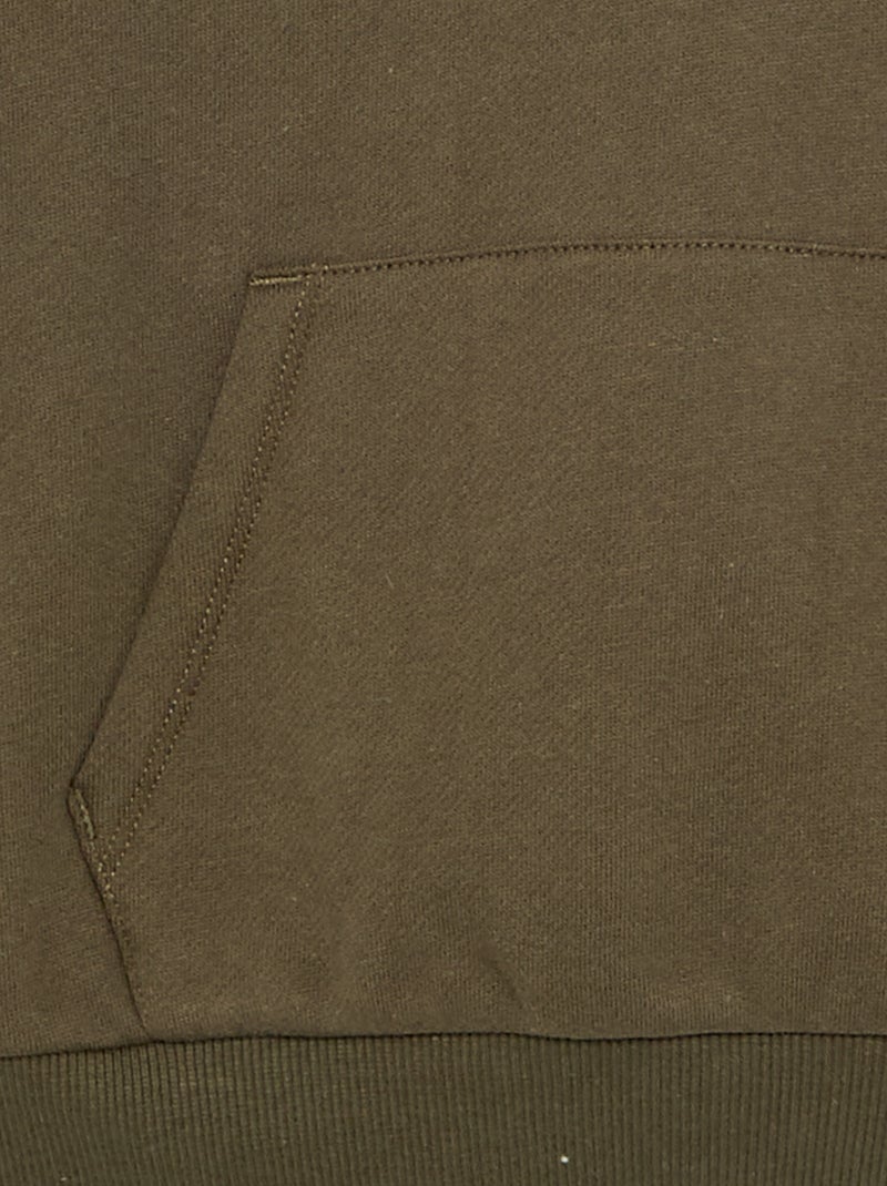 Sweat à capuche et poche kangourou Kaki - Kiabi