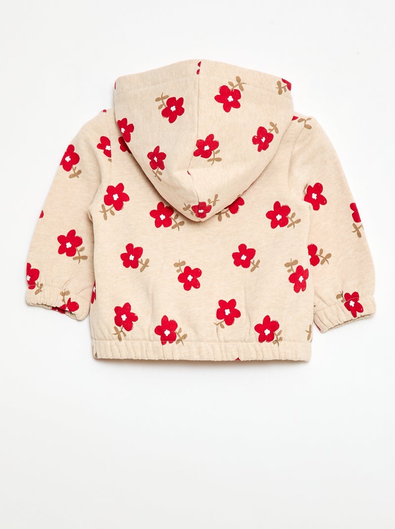 Sweat à capuche imprimé Beige - Kiabi