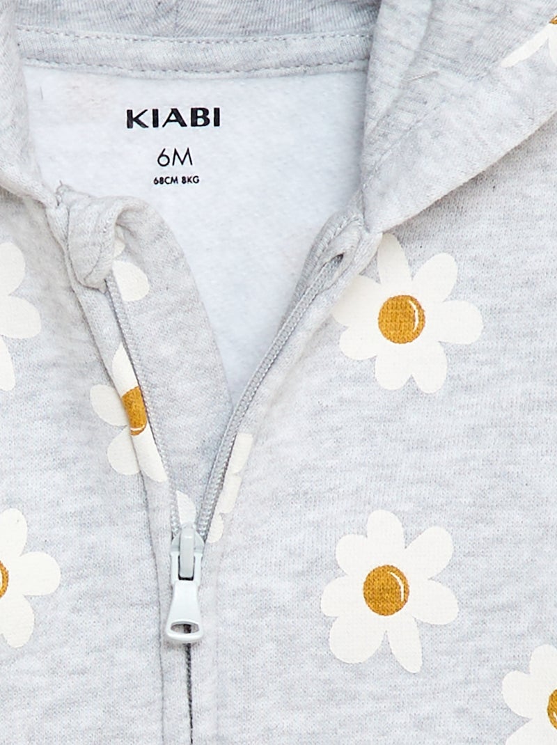 Sweat à capuche imprimé Gris - Kiabi
