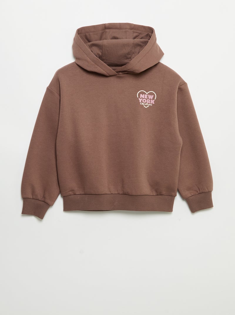Sweat à capuche imprimé recto/verso Marron - Kiabi
