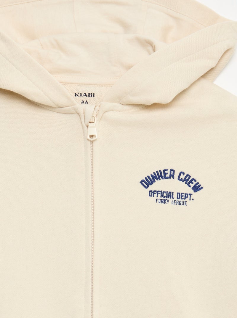 Sweat à capuche loose brodé Blanc - Kiabi