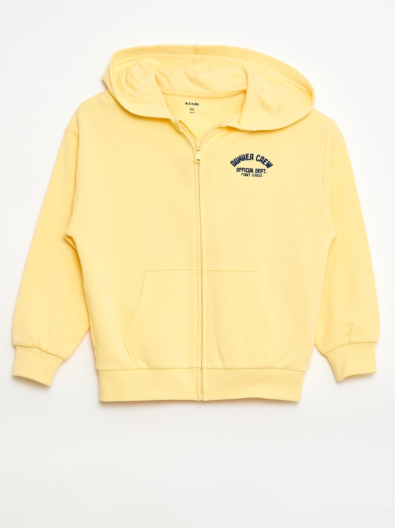 Sweat à capuche loose brodé Jaune - Kiabi