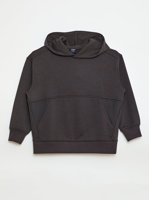 Sweat à capuche uni avec poche kangourou - Kiabi