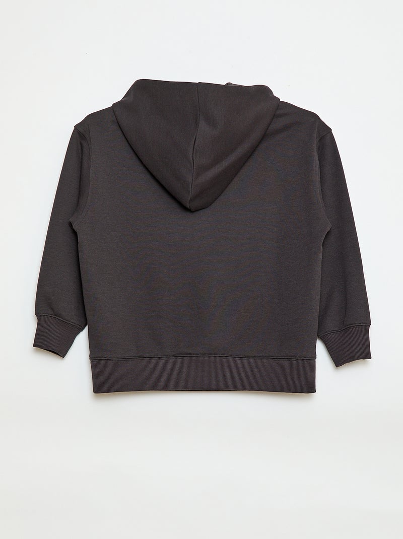 Sweat à capuche uni avec poche kangourou Noir - Kiabi