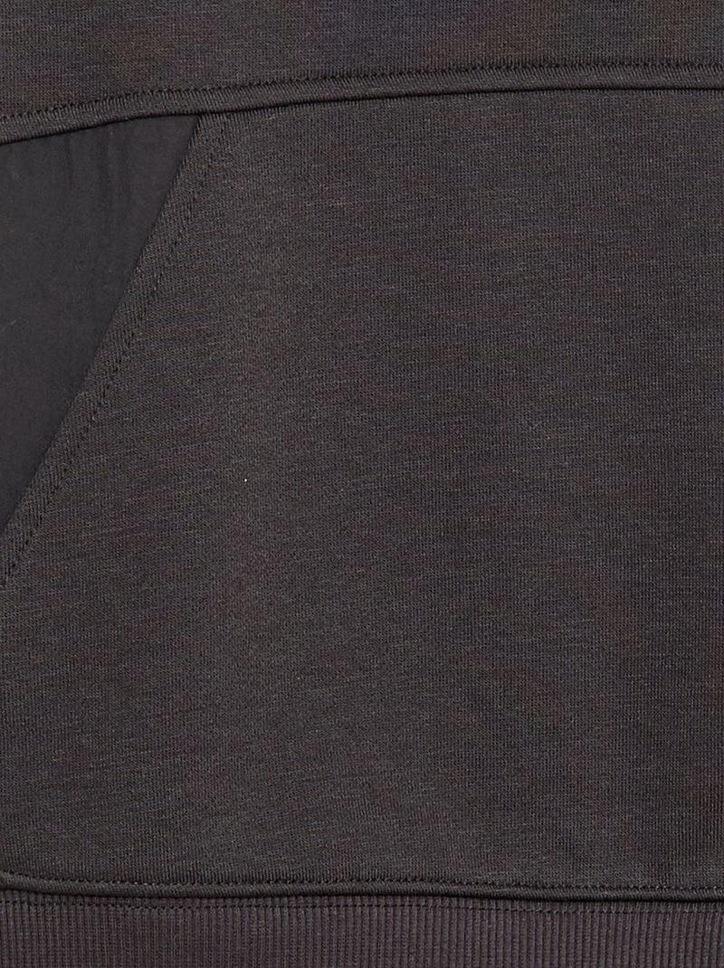 Sweat à capuche uni avec poche kangourou Noir - Kiabi