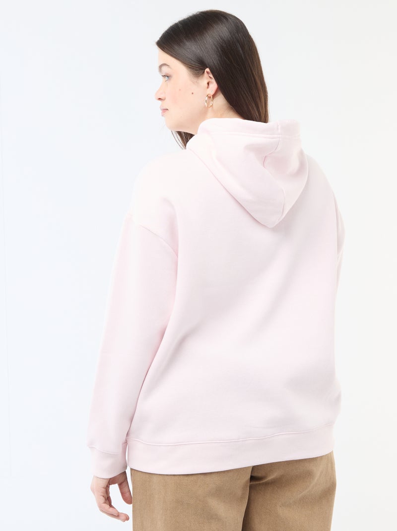 Sweat à capuche uni avec poche kangourou Rose - Kiabi