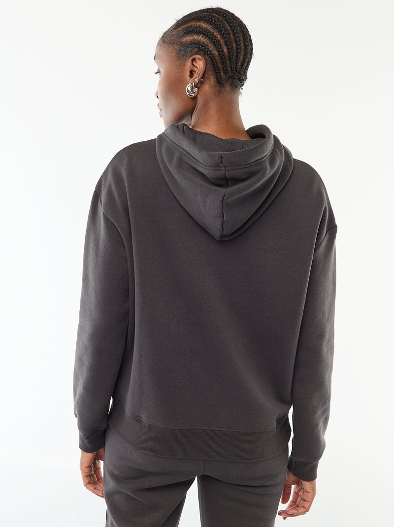 Sweat à capuche uni Gris - Kiabi