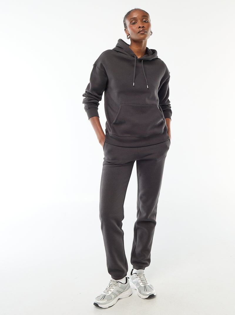 Sweat à capuche uni Gris - Kiabi