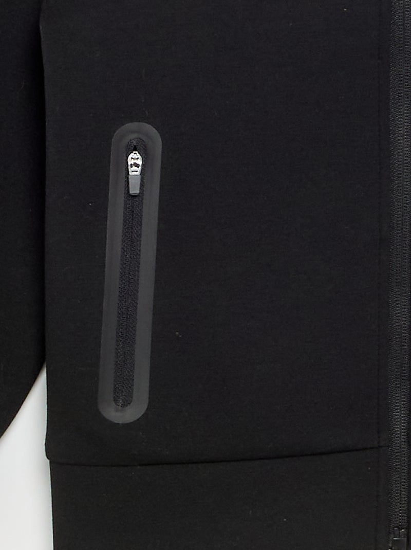 Sweat à capuche zippé avec 2 poches zippées Noir - Kiabi