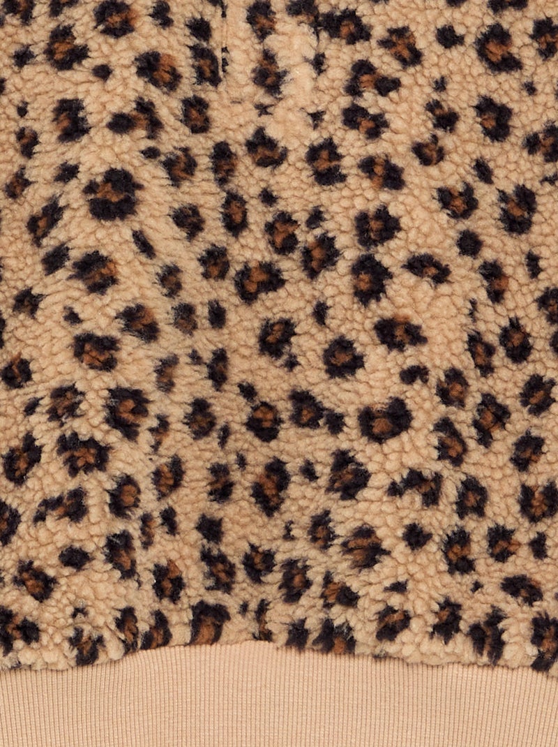 Sweat à col montant en matière moutonnée Beige - Kiabi