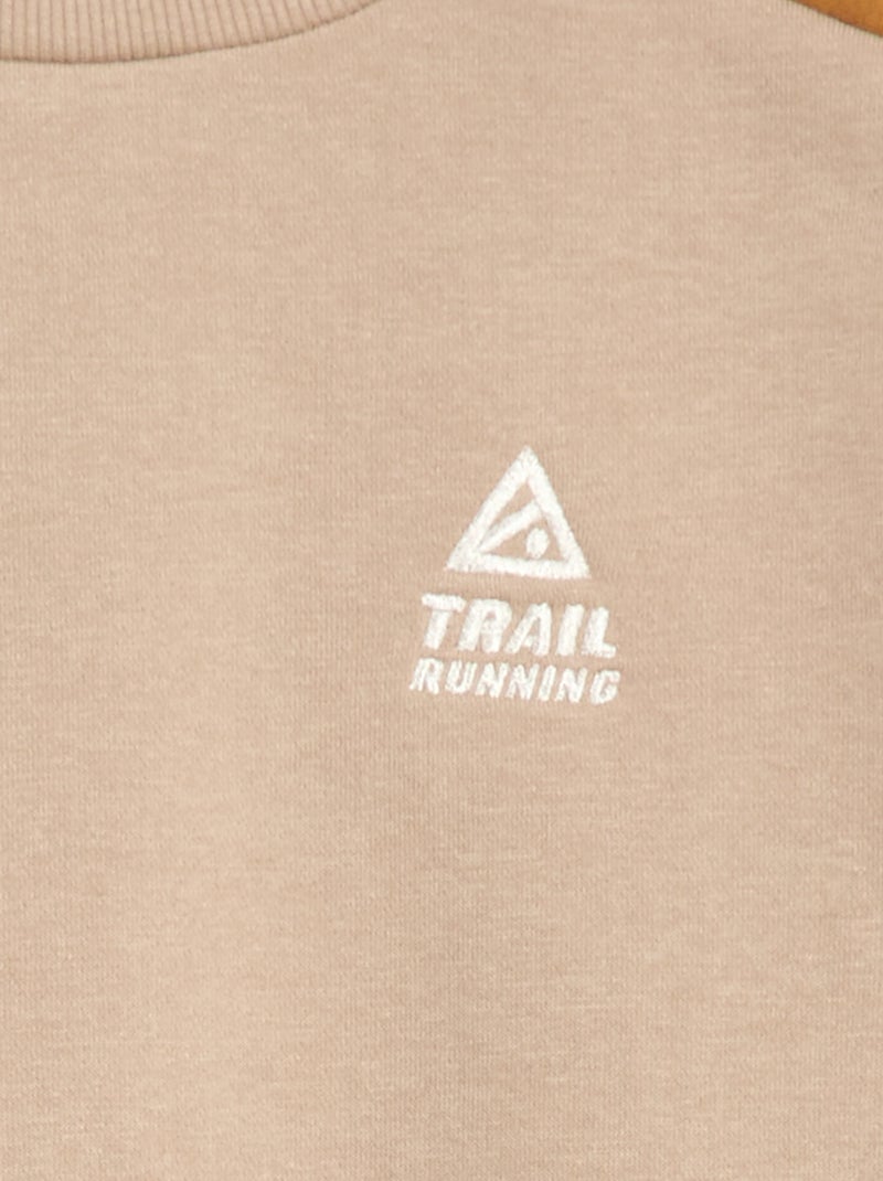 Sweat à col rond color block Beige - Kiabi