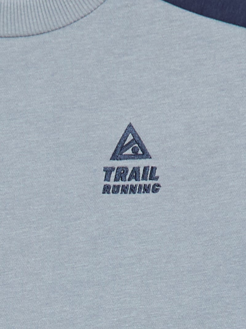 Sweat à col rond color block Bleu - Kiabi