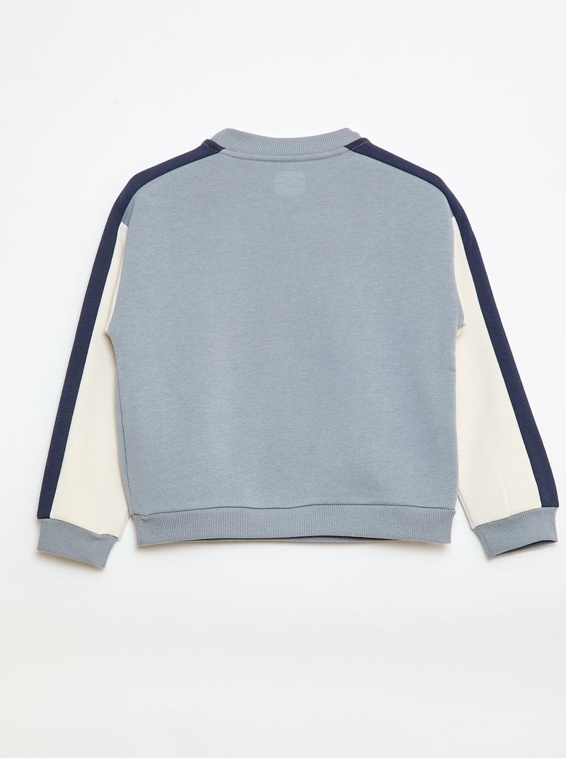 Sweat à col rond color block Bleu - Kiabi