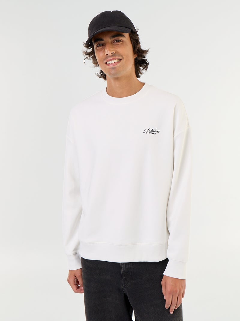 Sweat à col rond en maille piquée Blanc - Kiabi