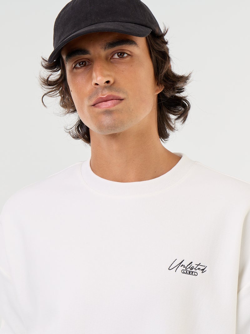 Sweat à col rond en maille piquée Blanc - Kiabi