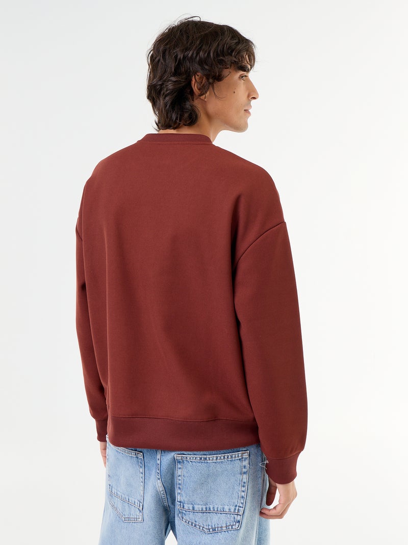 Sweat à col rond en maille piquée Marron - Kiabi