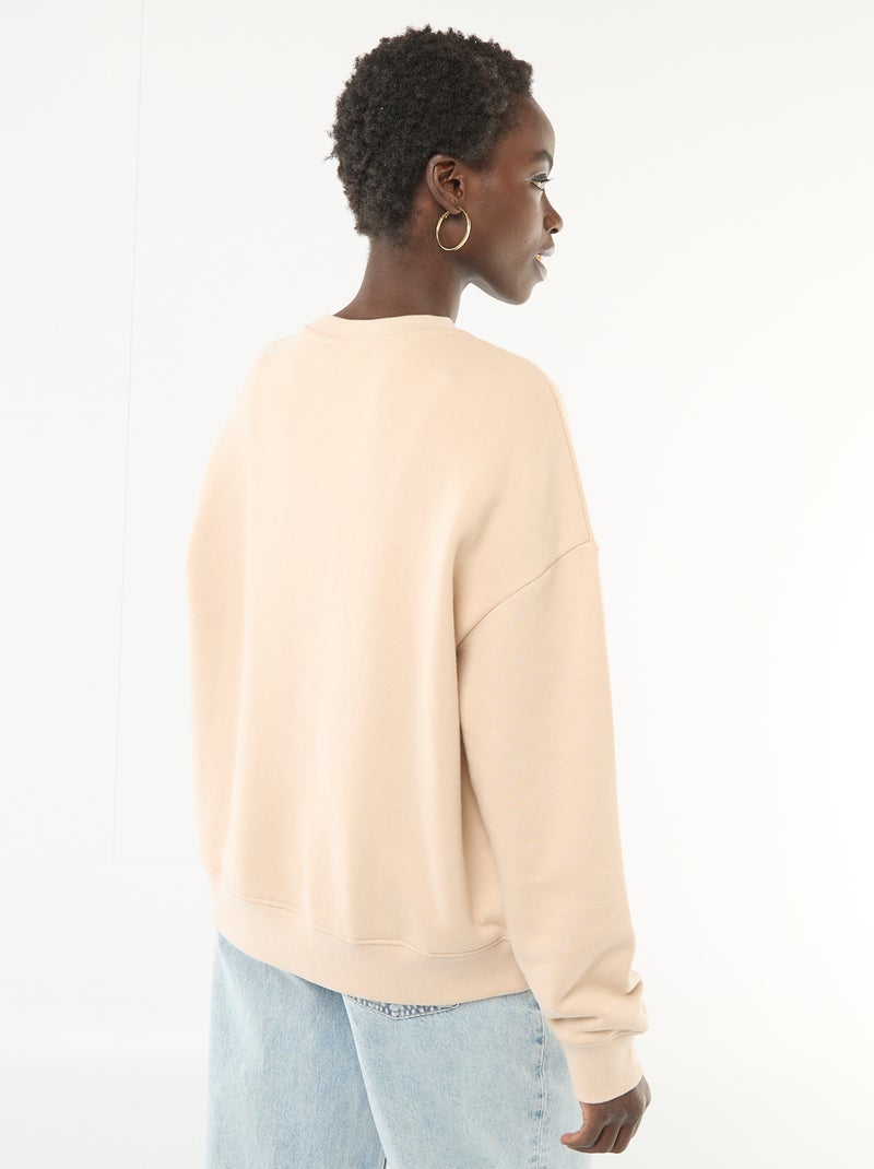 Sweat à col rond fantaisie Beige - Kiabi