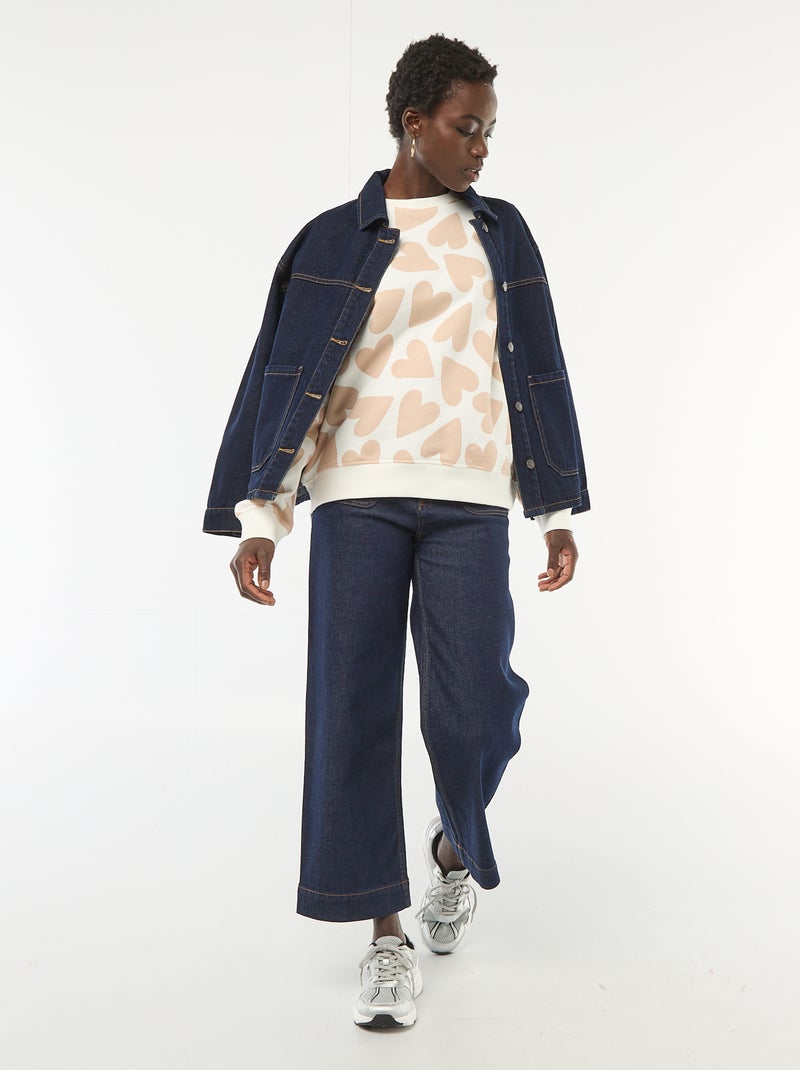 Sweat à col rond fantaisie Beige - Kiabi