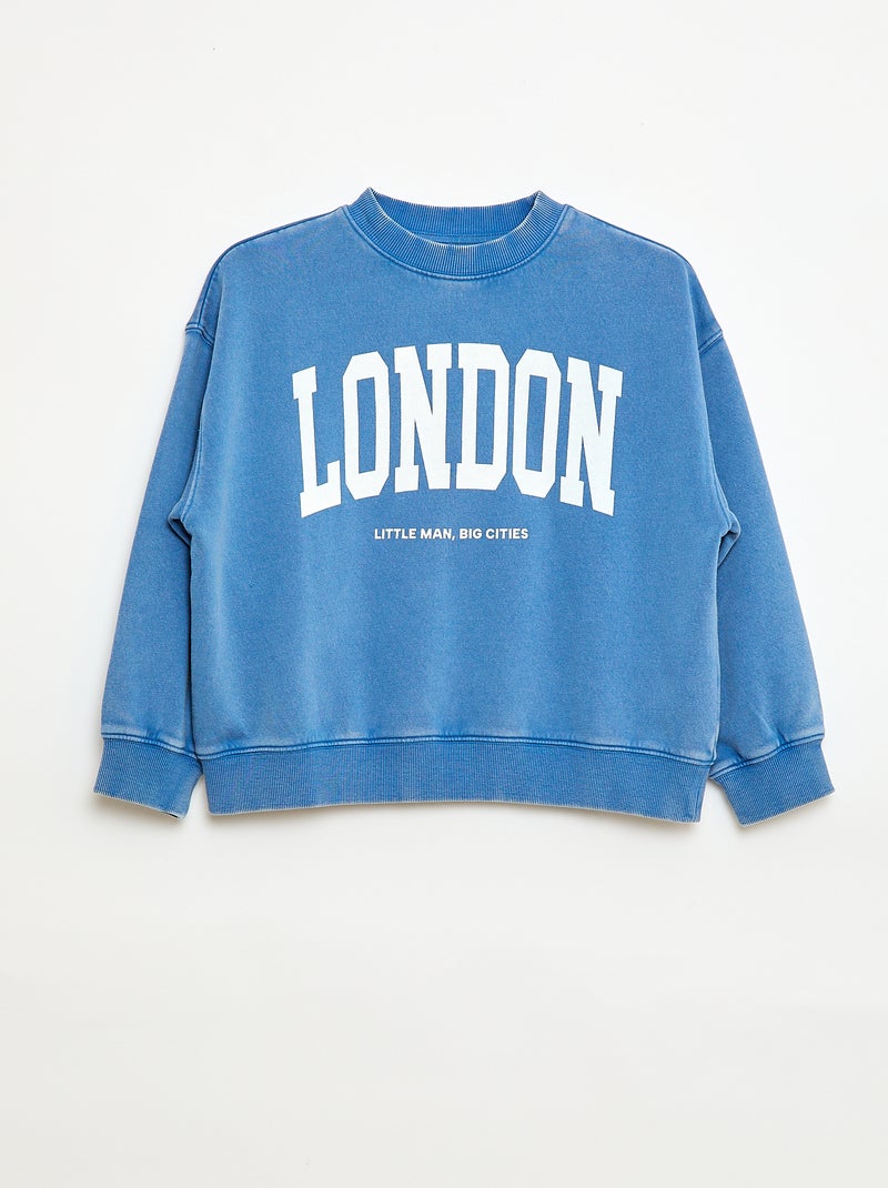 Sweat à col rond imprimé Bleu - Kiabi