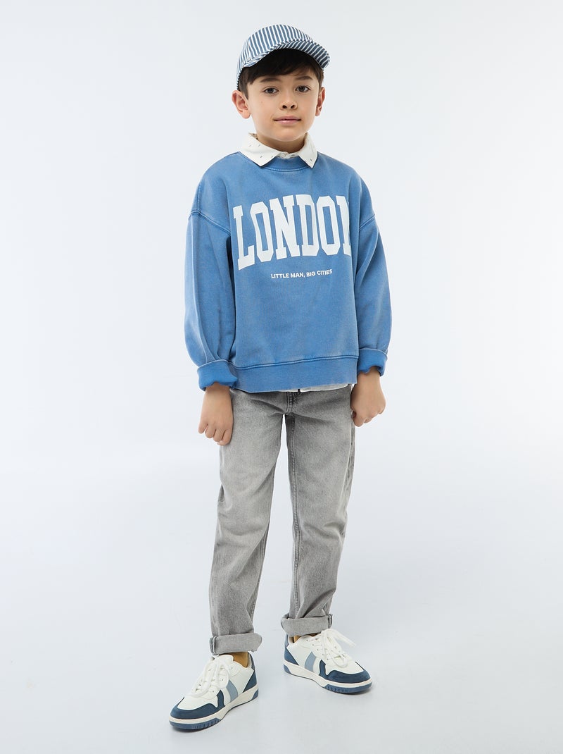 Sweat à col rond imprimé Bleu - Kiabi