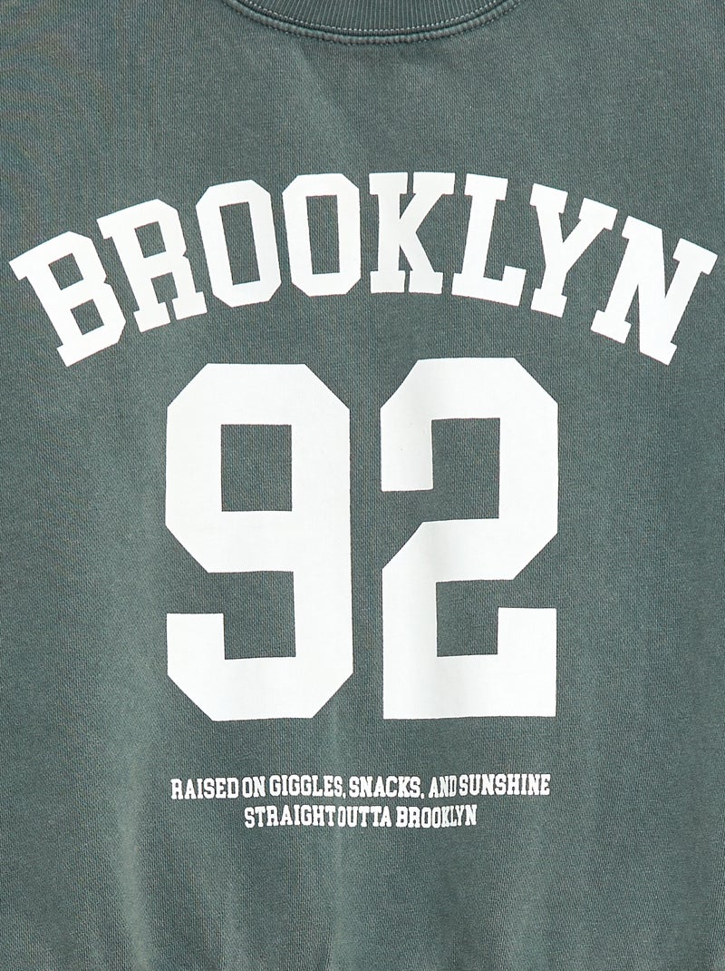 Sweat à col rond imprimé Gris - Kiabi