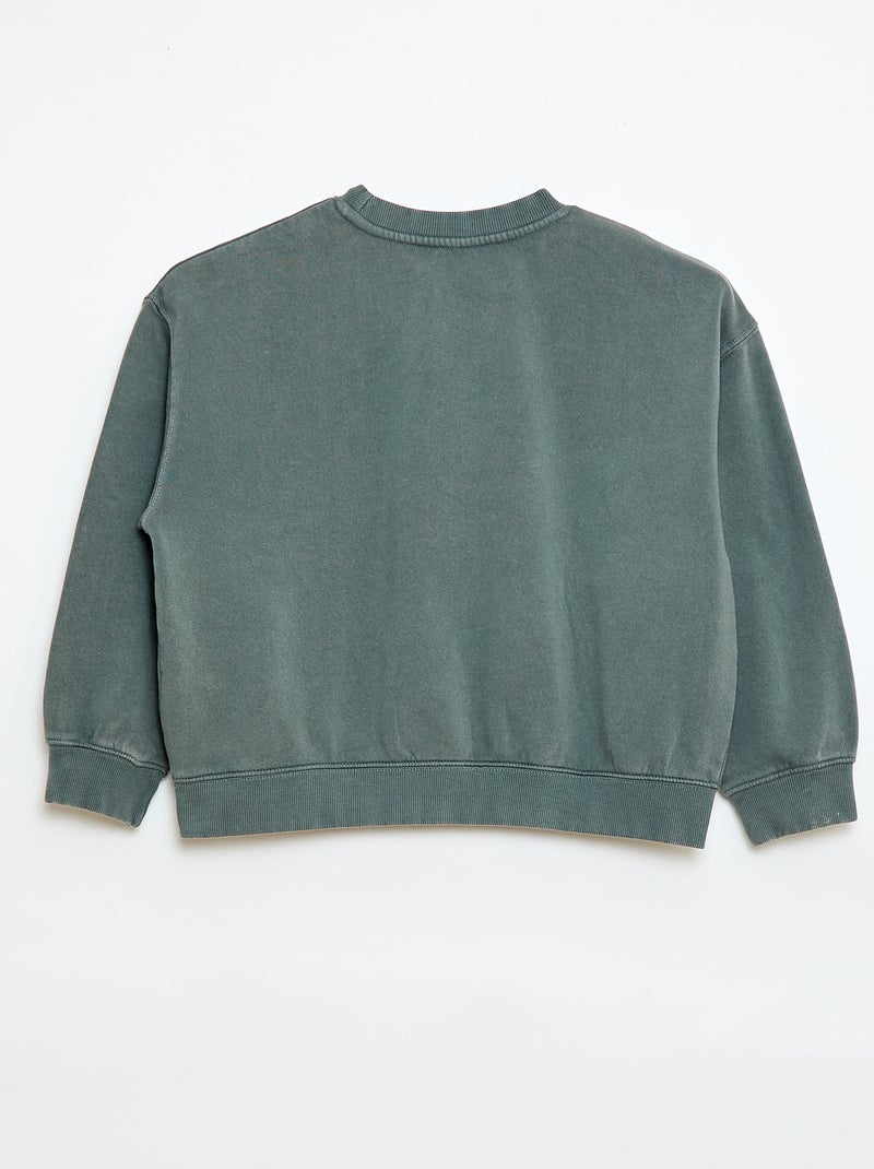 Sweat à col rond imprimé Gris - Kiabi