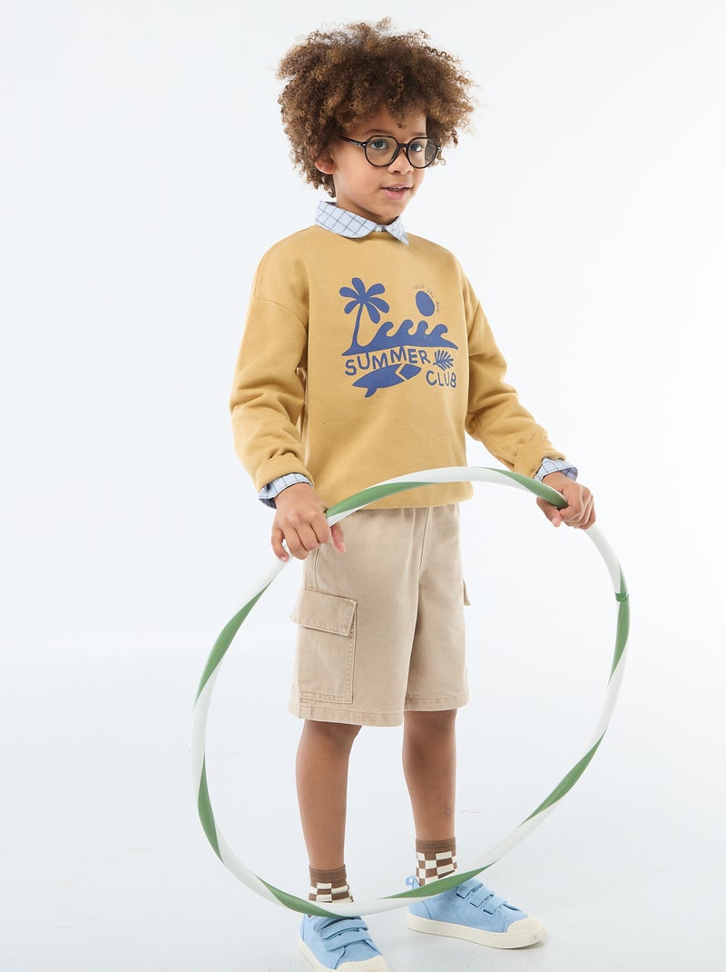 Sweat à col rond imprimé Jaune - Kiabi