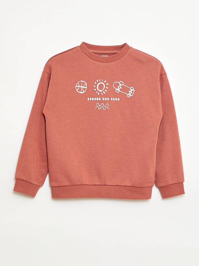 Sweat à col rond imprimé Rouge - Kiabi