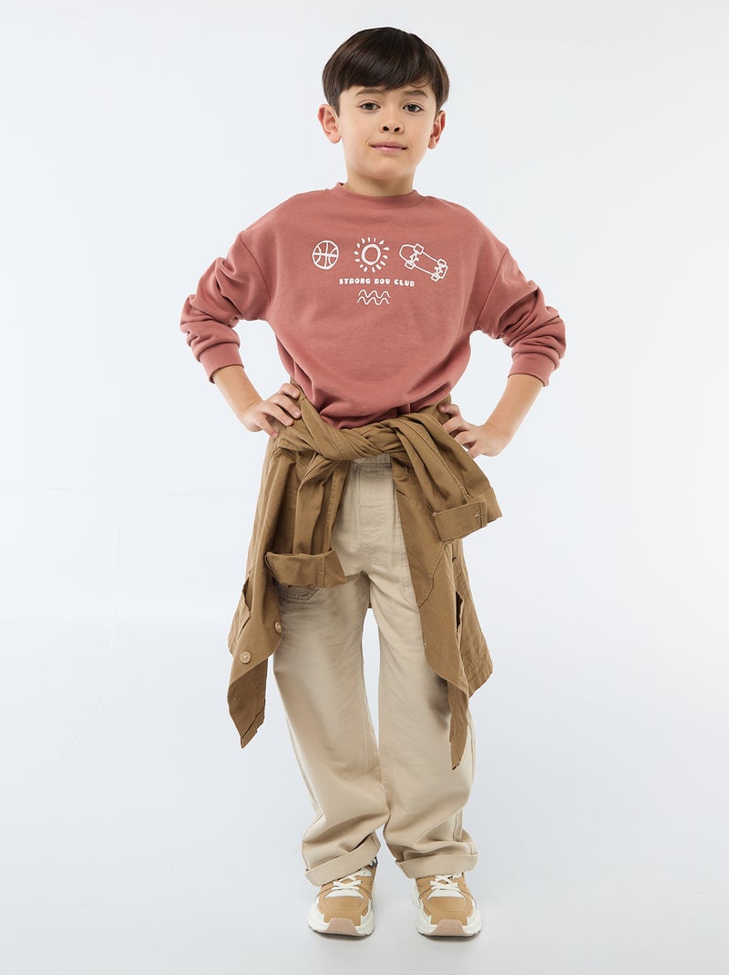 Sweat à col rond imprimé Rouge - Kiabi