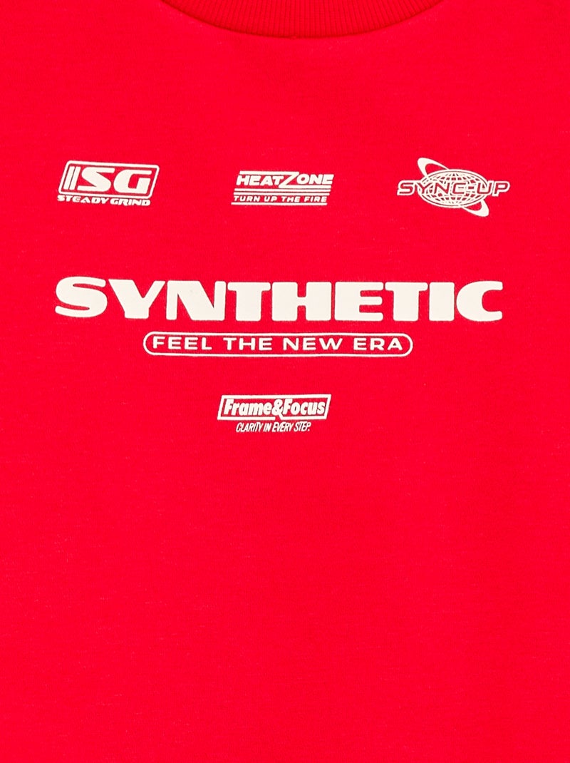 Sweat à col rond imprimé Rouge - Kiabi