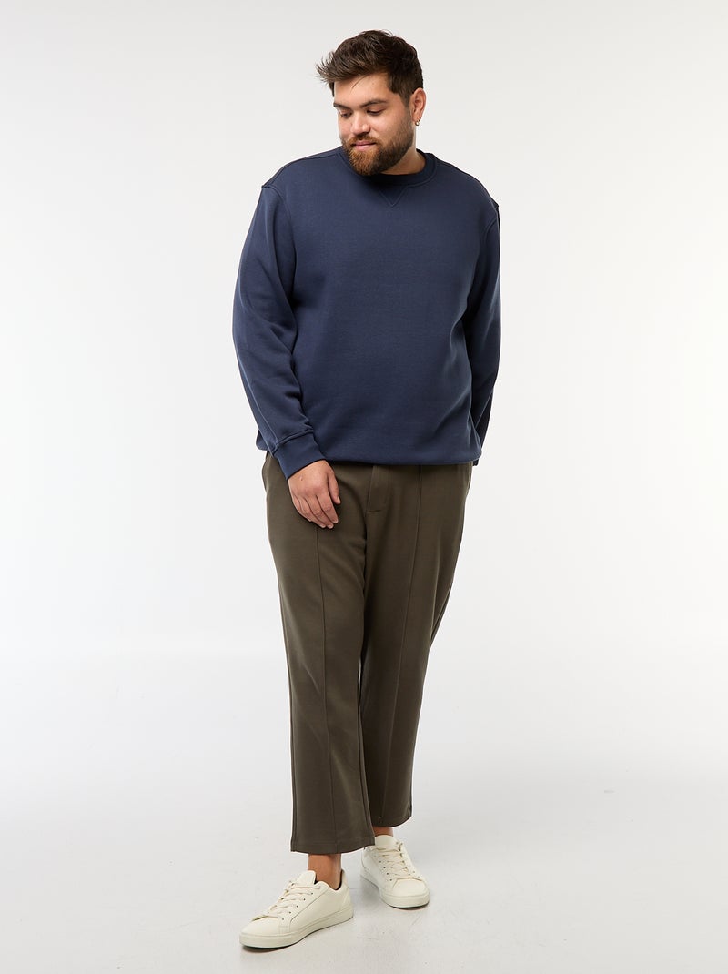 Sweat à col rond uni Bleu - Kiabi