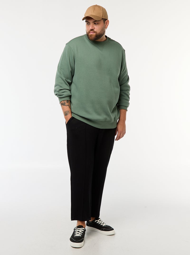 Sweat à col rond uni Vert - Kiabi