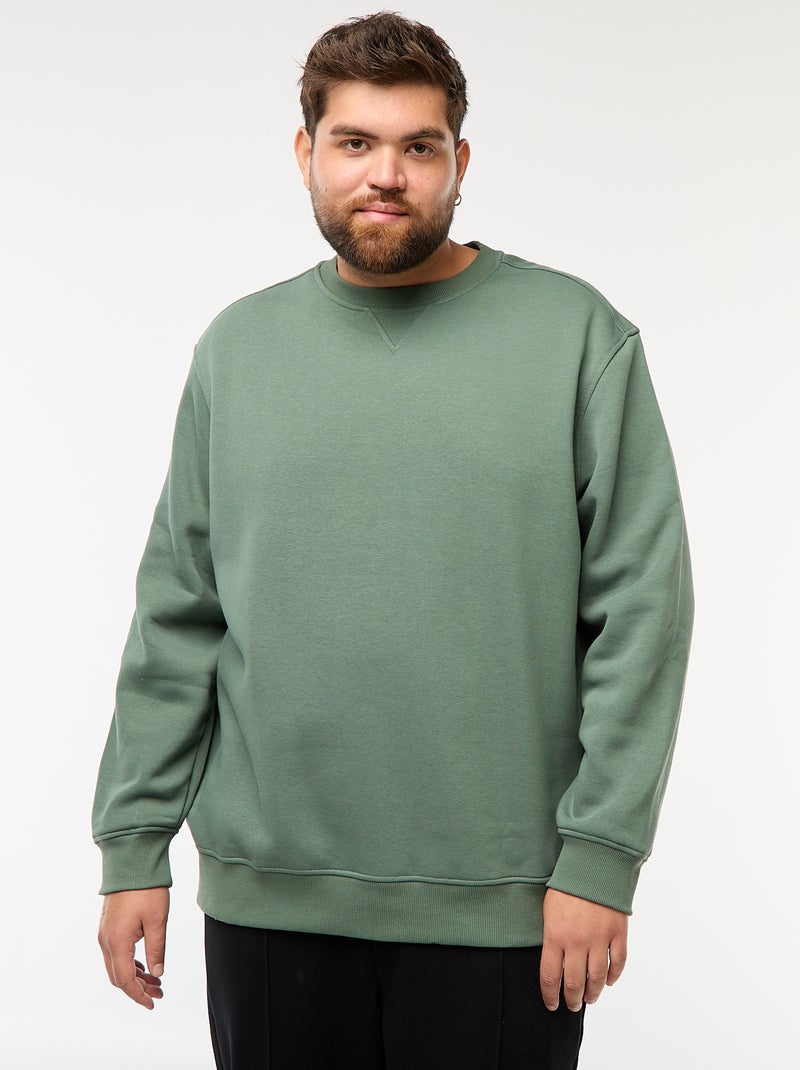 Sweat à col rond uni Vert - Kiabi