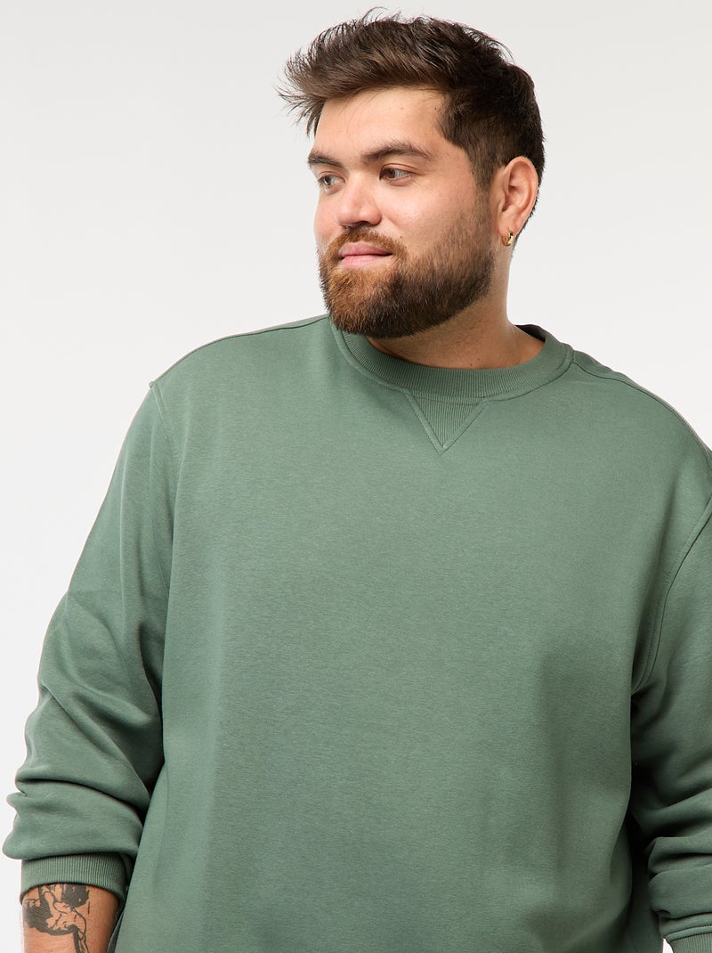 Sweat à col rond uni Vert - Kiabi