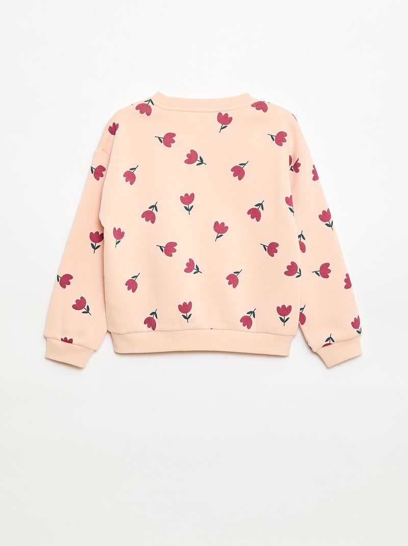 Sweat à manches longues avec imprimé Rose - Kiabi