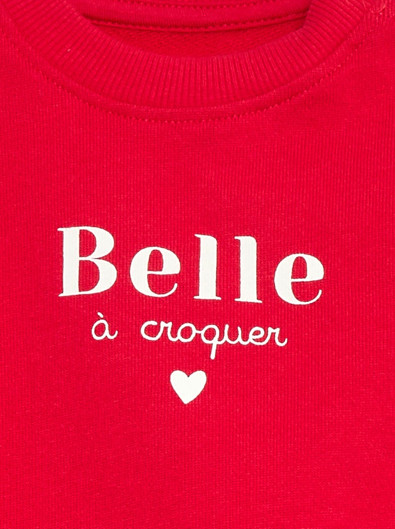 Sweat à manches longues avec imprimé Rouge - Kiabi