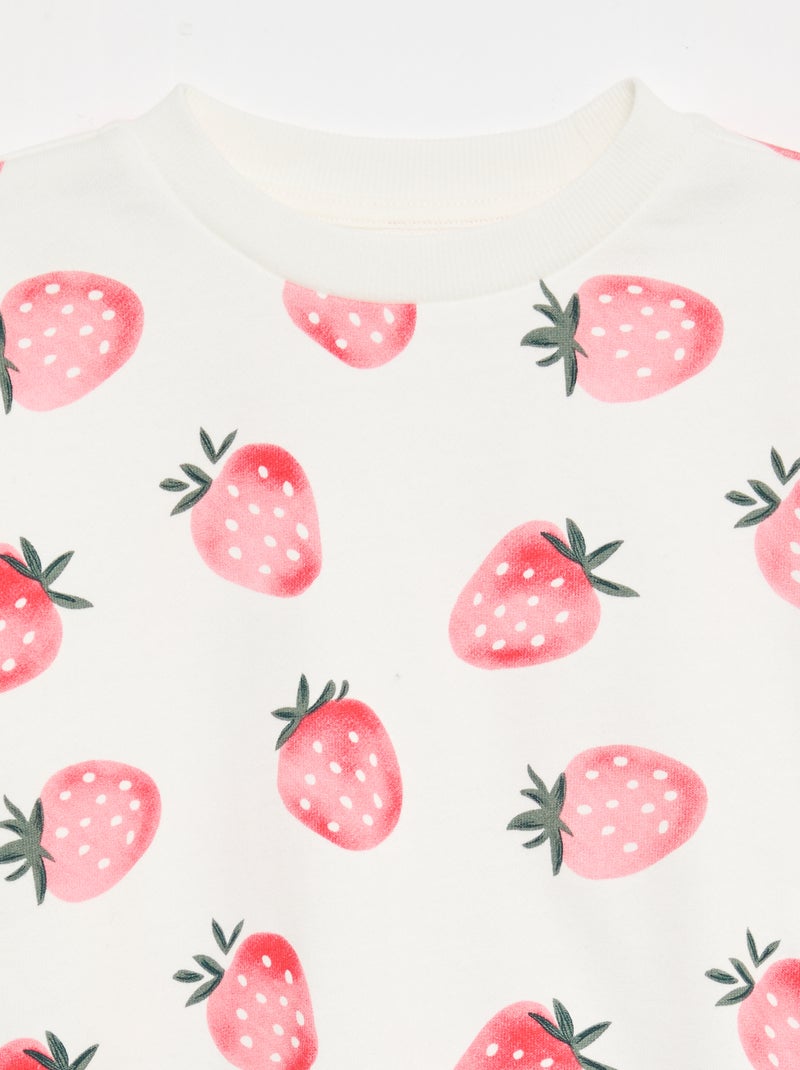 Sweat à motif et col rond Blanc - Kiabi