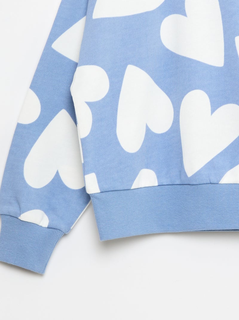 Sweat à motif et col rond Bleu - Kiabi