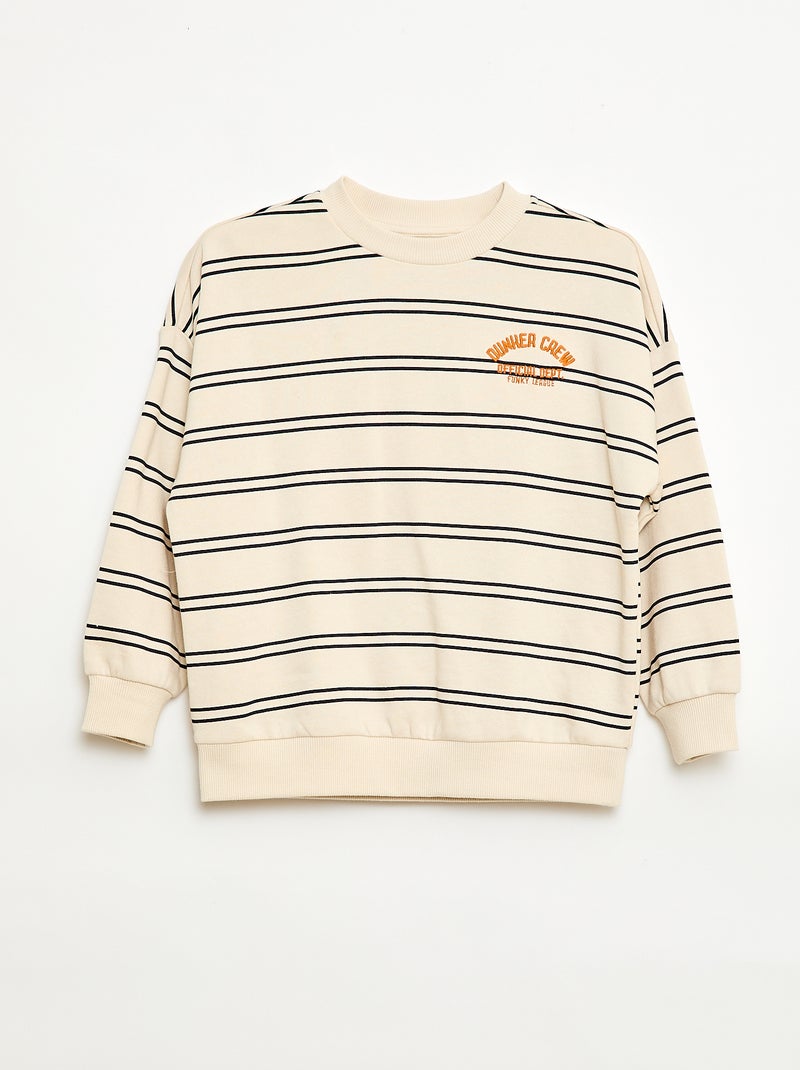 Sweat à rayures col rond Blanc - Kiabi