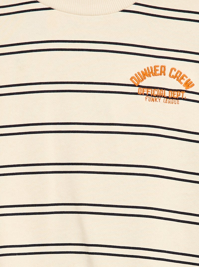 Sweat à rayures col rond Blanc - Kiabi