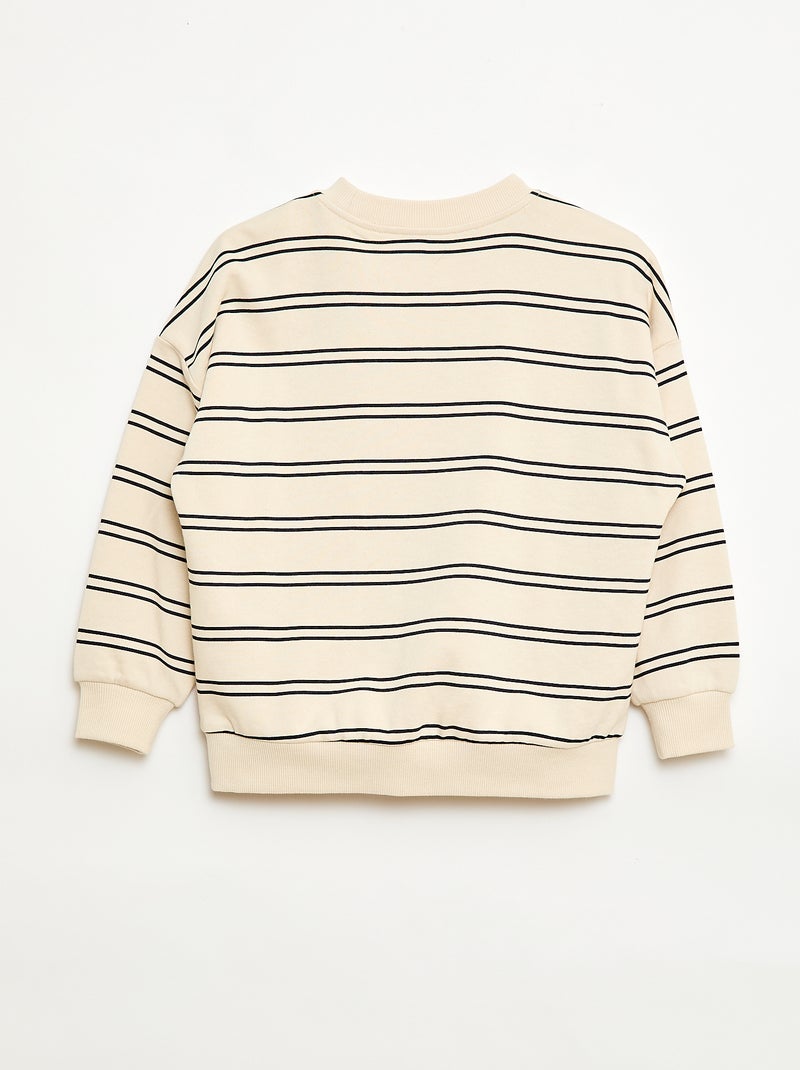 Sweat à rayures col rond Blanc - Kiabi