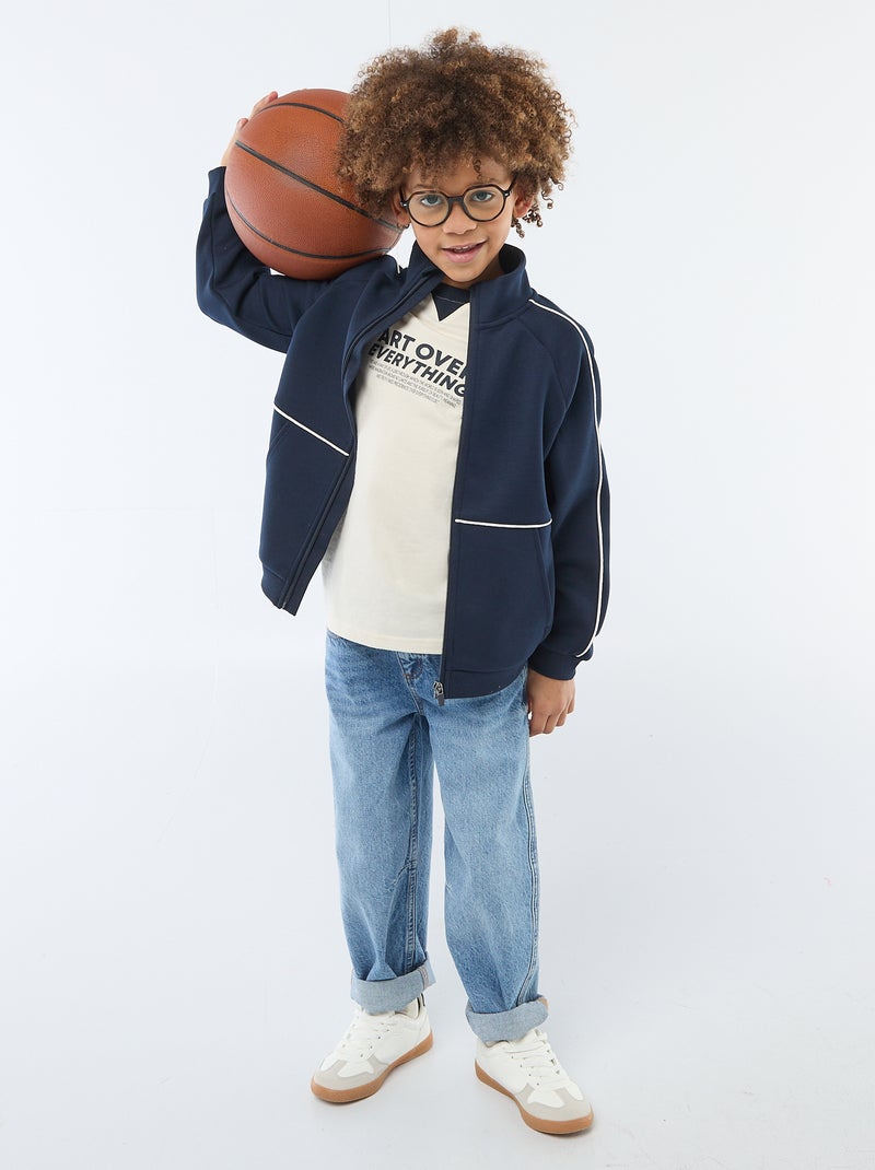 Sweat avec ouverture zippée Bleu - Kiabi