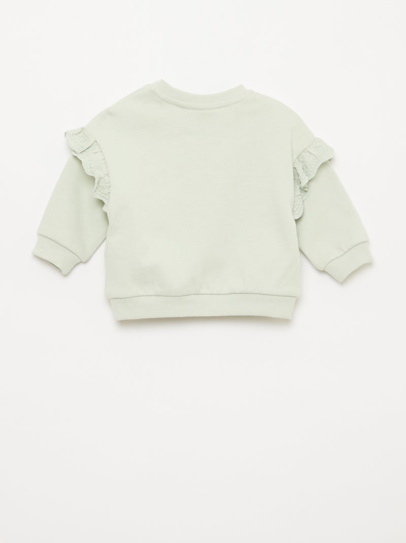 Sweat 'Bambi' 'Disney' à manches longues avec volants brodés Vert - Kiabi