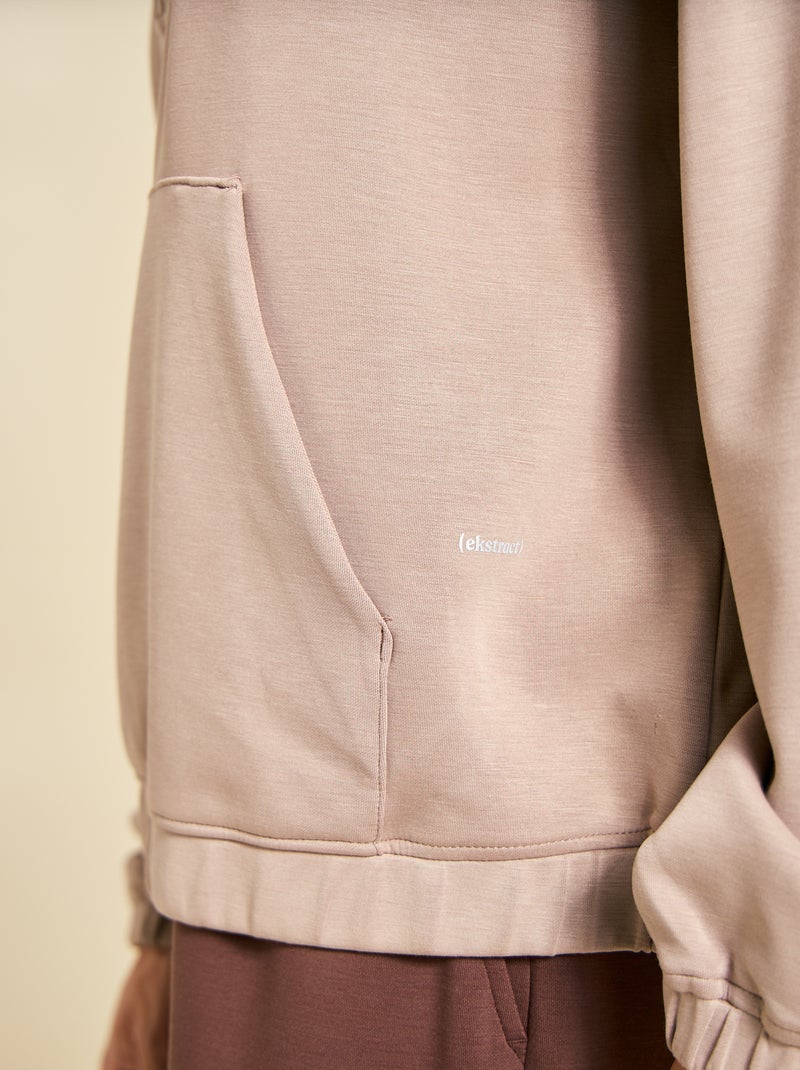 Sweat col camionneur - ekstract Beige - Kiabi