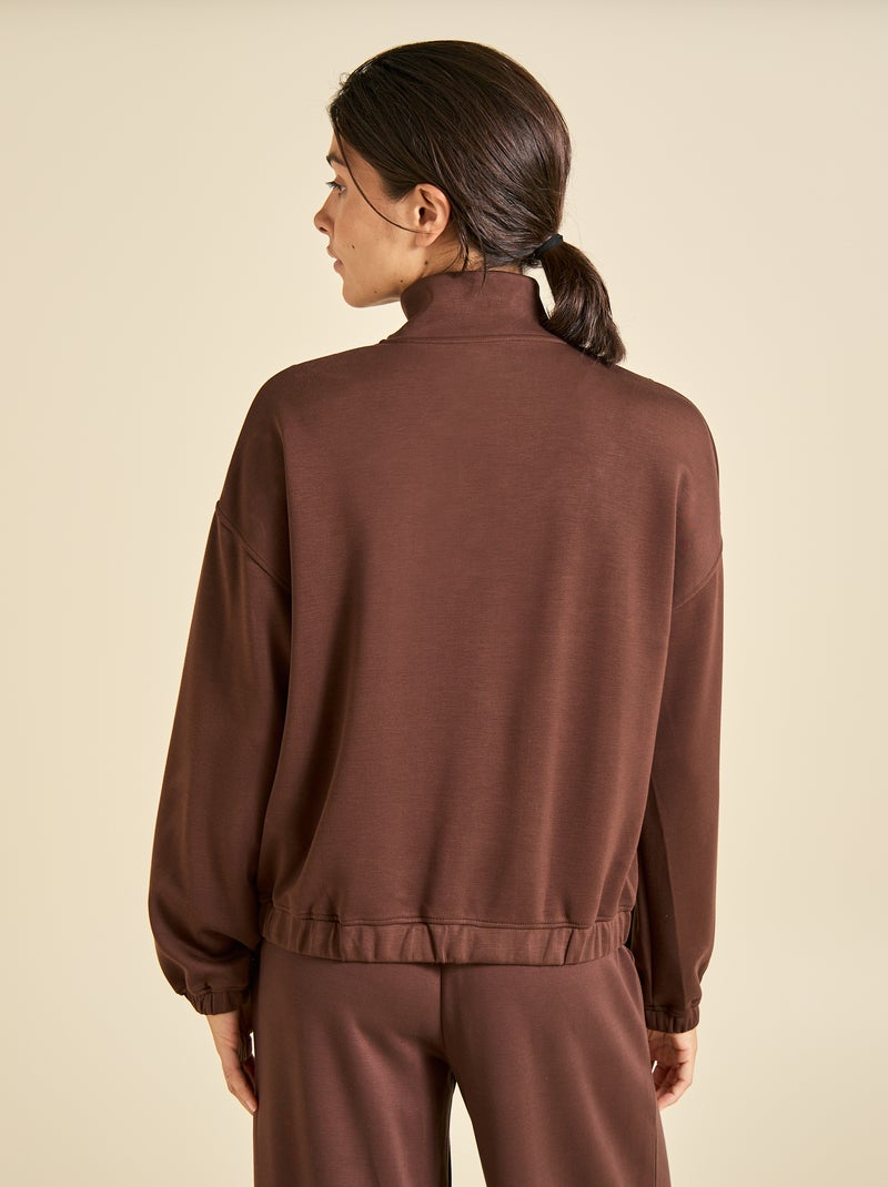 Sweat col camionneur - ekstract Marron - Kiabi